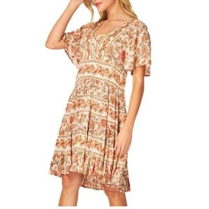 Bila Bohemian Paisley Dress in Orange and Cream